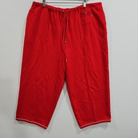 Lauren Ralph Lauren Pants Womens 3X Red Wide Leg Capri Drawstring Sweatpants - Picture 1 of 10